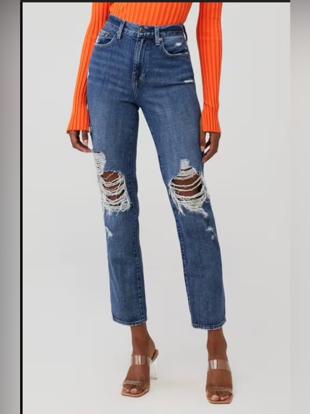 Pistola Distressed Straight Leg Jeans Sz 29 High Rise Trendy Denim